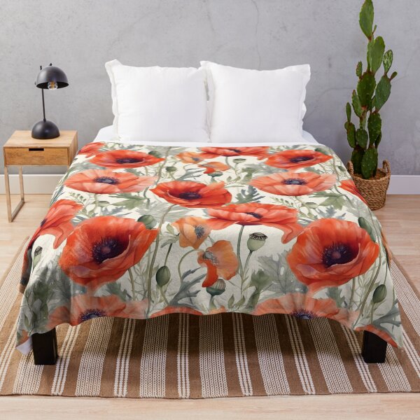 Item preview, Poppies Red Poppy Watercolor Pattern  designed and sold by ClairesPatterns.