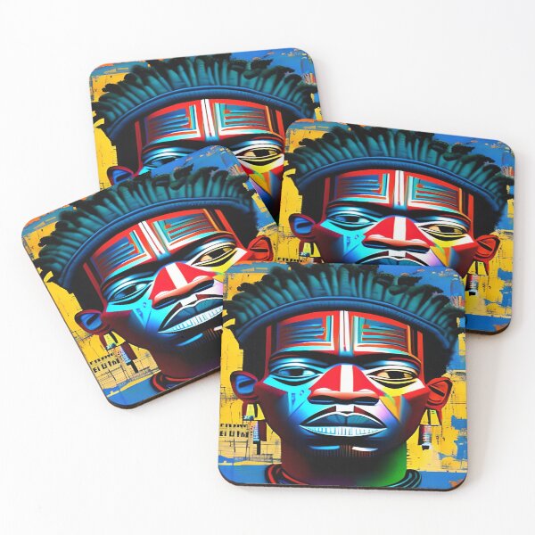 Item preview, Face, black man, painted by dyeing in bright colors designed and sold by Modefissi.