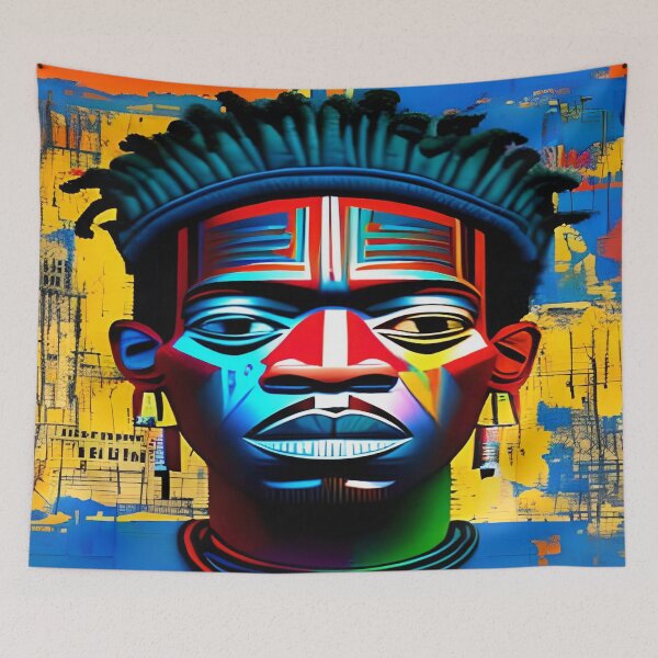 Item preview, Face, black man, painted by dyeing in bright colors designed and sold by Modefissi.
