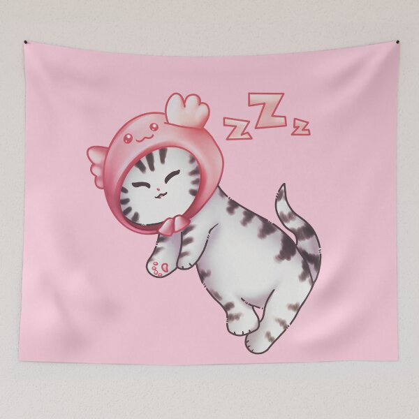 Item preview, Sleepy axolotl hat kitty designed and sold by manins ⭐⭐⭐⭐⭐.