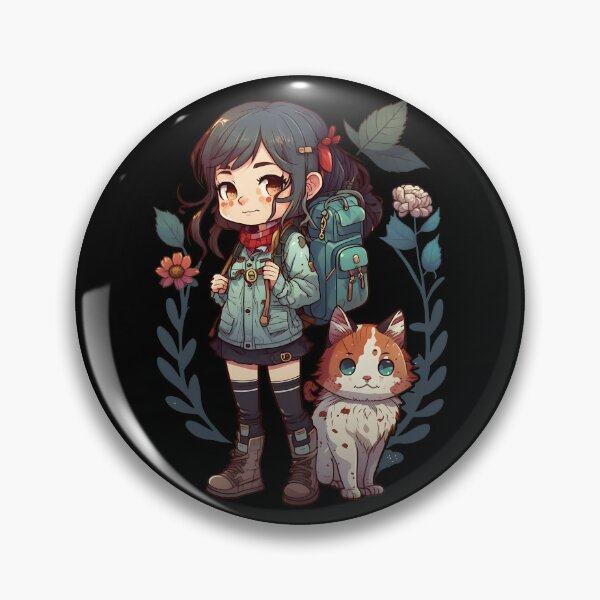 Item preview, Girl & Cat Kawaii Anime Floral Cat Lover designed and sold by SecretDicer.