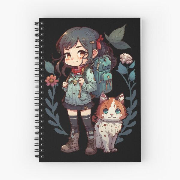 Item preview, Girl & Cat Kawaii Anime Floral Cat Lover designed and sold by SecretDicer.