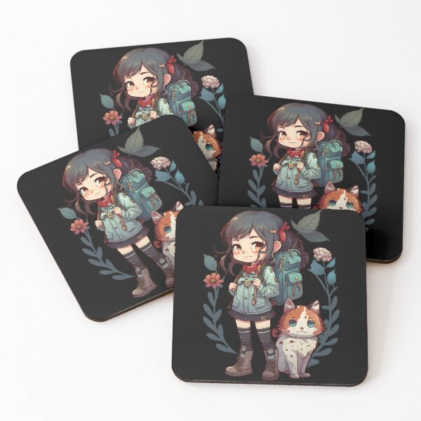 Item preview, Girl & Cat Kawaii Anime Floral Cat Lover designed and sold by SecretDicer.