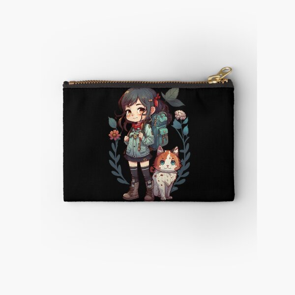 Item preview, Girl & Cat Kawaii Anime Floral Cat Lover designed and sold by SecretDicer.