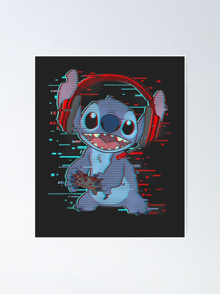 Poster for Sale avec l'œuvre « Casque et contrôleur Lilo & Stitch Gamer  Glitch » de l'artiste RachelPgfd