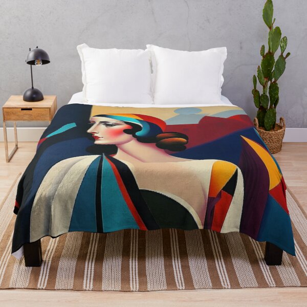 Item preview, 1930s stylish colourful painting of a woman designed and sold by KALEIDOSCOPE UK.