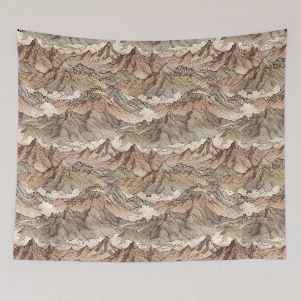 Item preview, Endless Pattern Mountain Range Muted Colours designed and sold by Posterdom.