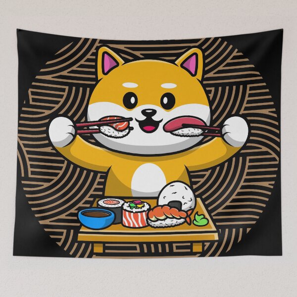 Item preview, Cute Shiba Inu With Sushi designed and sold by Fhfarms.