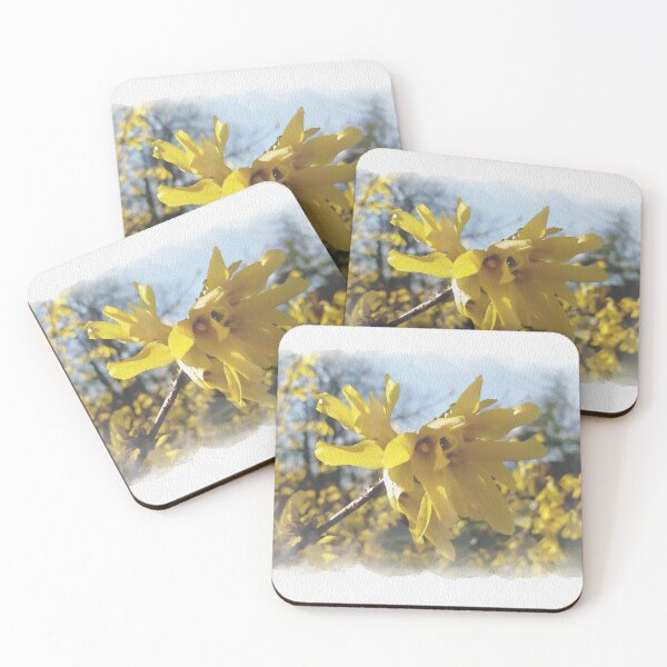 Item preview, Happy spring vibrant forsythias Digital Watercolor original artwork designed and sold by paragonDesign28.