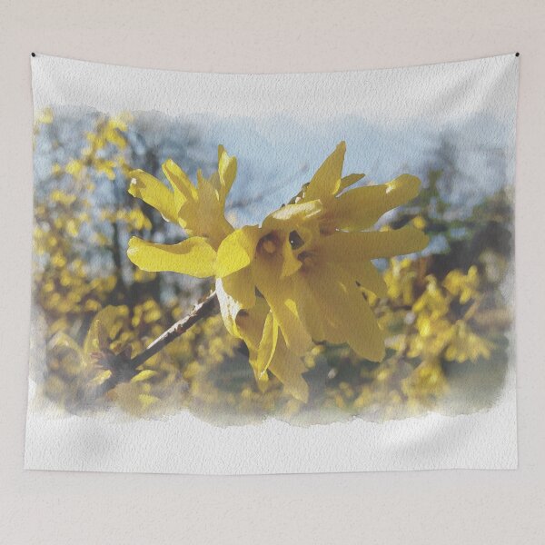 Item preview, Happy spring vibrant forsythias Digital Watercolor original artwork designed and sold by paragonDesign28.