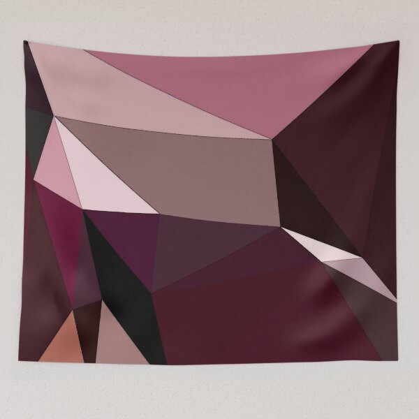 Item preview, Abstract art polygonal 3D geometric triangles in red, brown and pink designed and sold by mennawagih7.