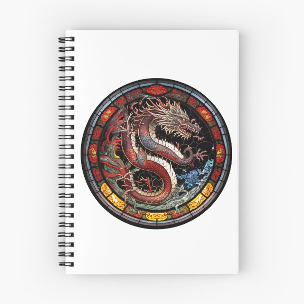 Item preview, Stained Glass Chinese Dragon-Right Face in a Circle  designed and sold by Kalligraphika.