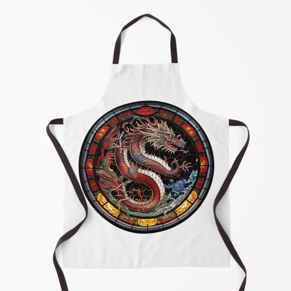 Item preview, Stained Glass Chinese Dragon-Right Face in a Circle designed and sold by Kalligraphika.