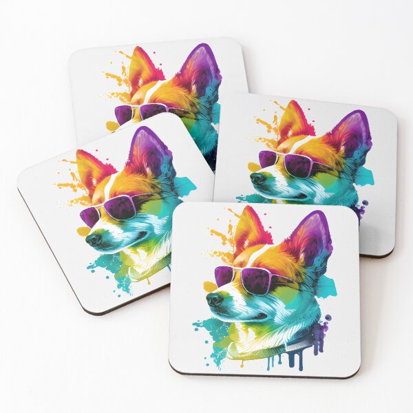 Item preview, Colorful cool corgi dog with sunglasses designed and sold by MLArtifex.