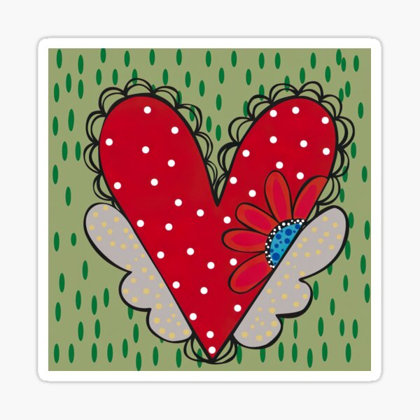 Stickers battement de cœur rouge avec cœur - Color-stickers