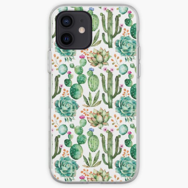 Watercolor Cactus Pattern iPhone Soft Case