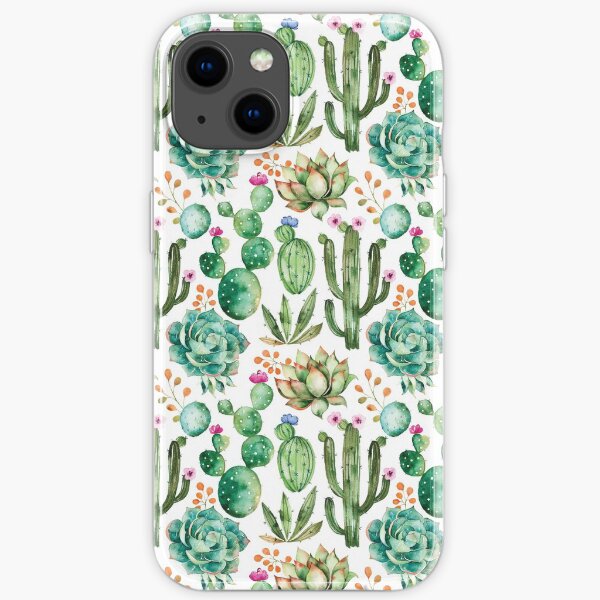 Watercolor Cactus Pattern iPhone Soft Case