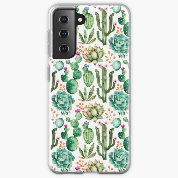 Watercolor Cactus Pattern Samsung Galaxy Soft Case