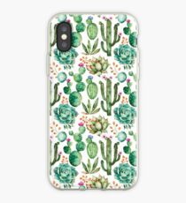 Watercolor Cactus Pattern iPhone Case