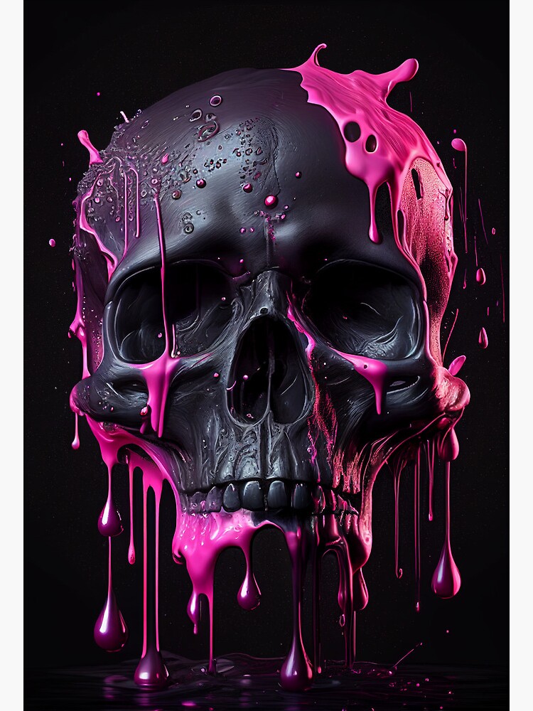 Black Skull Drip Paint Art: Canvas Prints, Frames & Posters
