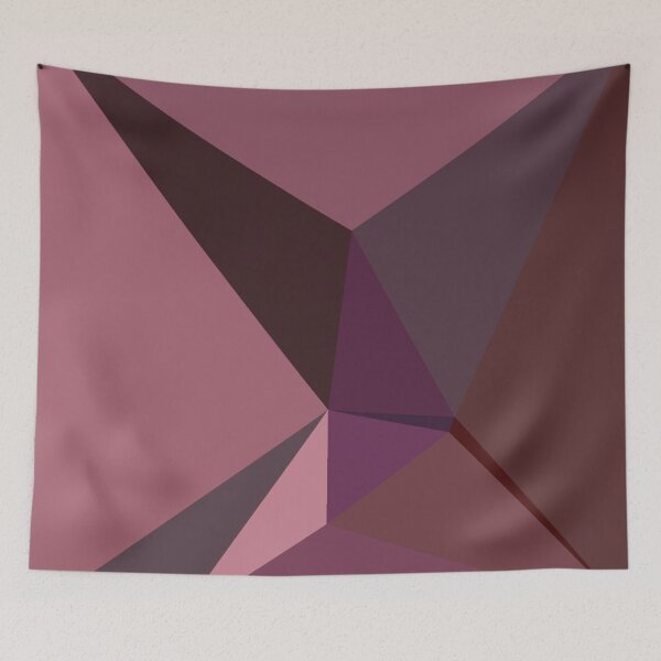 Item preview, Abstract art polygonal 3D geometric triangles in red, brown and pink designed and sold by mennawagih7.