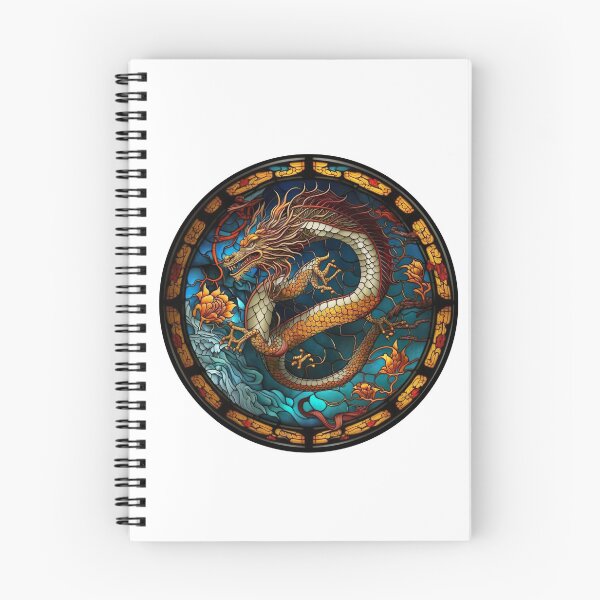 Item preview, Stained Glass Chinese Dragon-Left Face in a Circle  designed and sold by Kalligraphika.