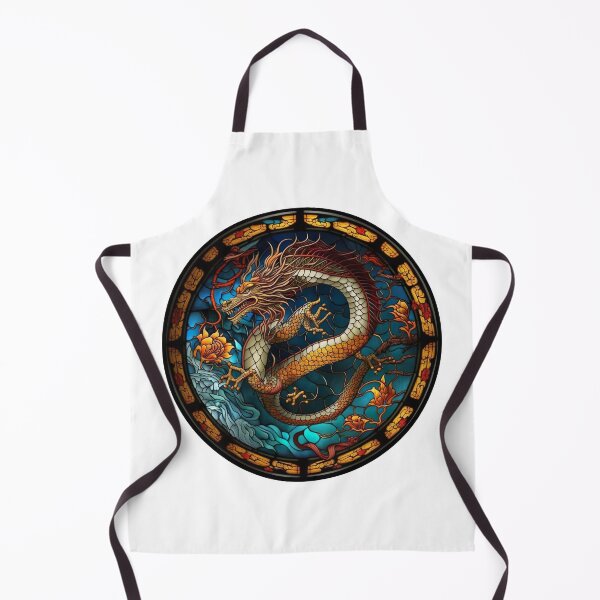 Item preview, Stained Glass Chinese Dragon-Left Face in a Circle designed and sold by Kalligraphika.