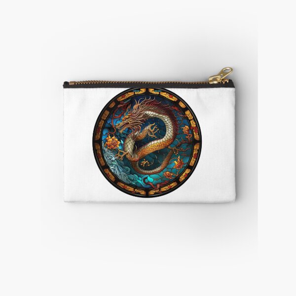 Item preview, Stained Glass Chinese Dragon-Left Face in a Circle  designed and sold by Kalligraphika.