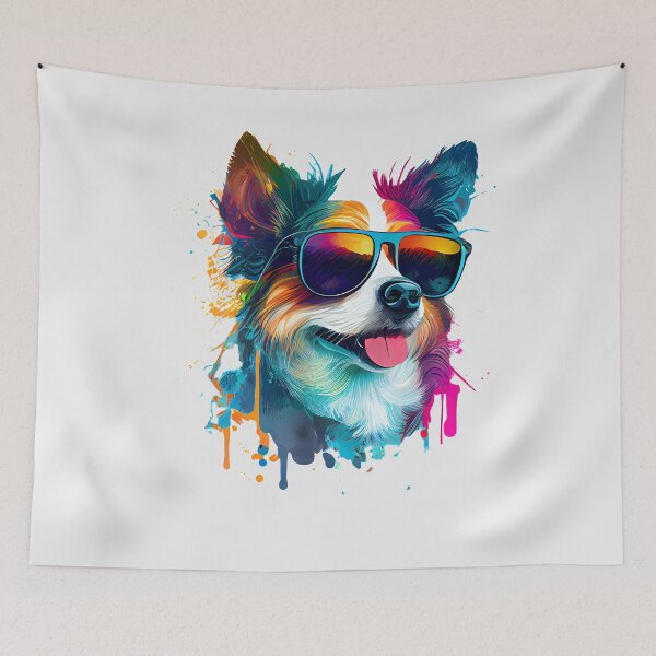 Item preview, Colorful cool border collie dog with sunglasses designed and sold by MLArtifex.