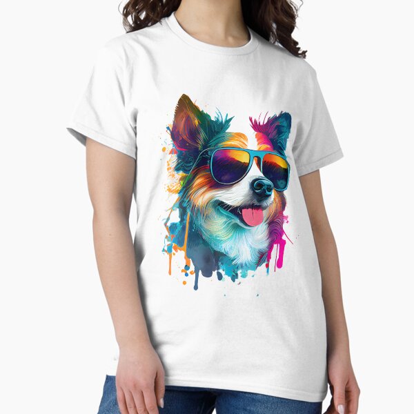 Item preview, Colorful cool border collie dog with sunglasses designed and sold by MLArtifex.