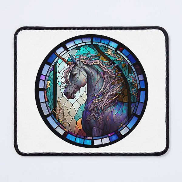 Item preview, Stained Glass of a Unicorn in a Circle  designed and sold by Kalligraphika.