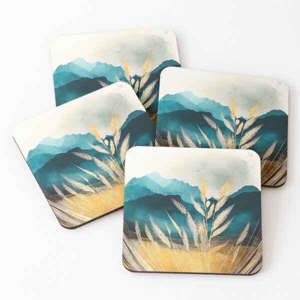 Item preview, Golden Wheat Fields with Teal Mountains designed and sold by TheArtMage.