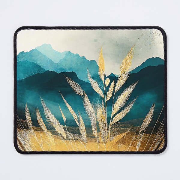 Item preview, Golden Wheat Fields with Teal Mountains designed and sold by TheArtMage.