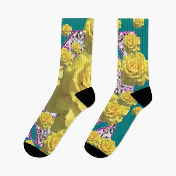Item preview, ABSTRACT YELLOW GARDEN ROSES TEAL ART designed and sold by sharlesart.
