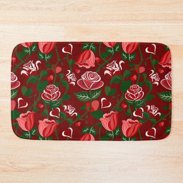 Item preview, Cute Hearty Rose Flowers with Green Leaves Red Pattern designed and sold by Moyanana.
