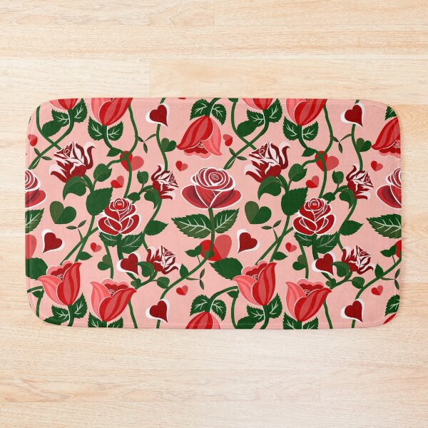 Item preview, Cute Hearty Rose Flowers with Green Leaves Pink Pattern designed and sold by Moyanana.