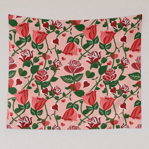Item preview, Cute Hearty Rose Flowers with Green Leaves Pink Pattern designed and sold by Moyanana.