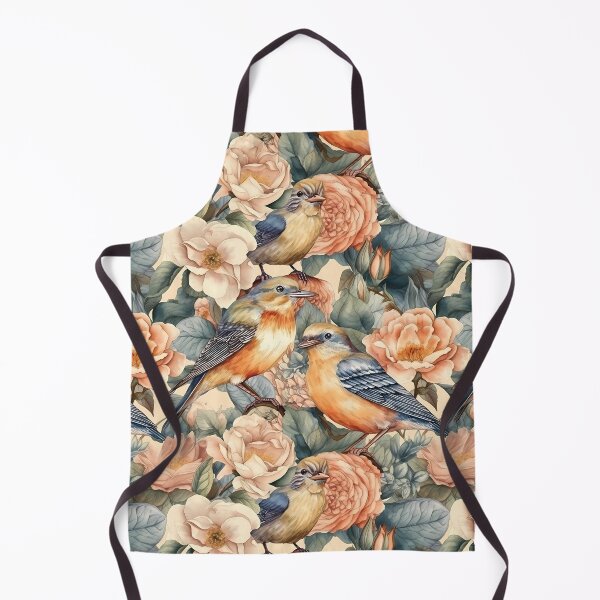 Item preview, Birds and flowers watercolor pattern designed and sold by RetroNeon.