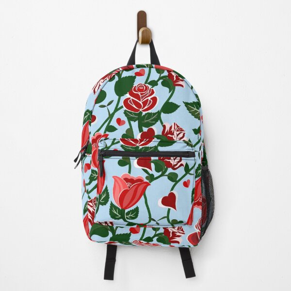 Item preview, Cute Hearty Rose Flowers with Green Leaves Blue Pattern designed and sold by Moyanana.