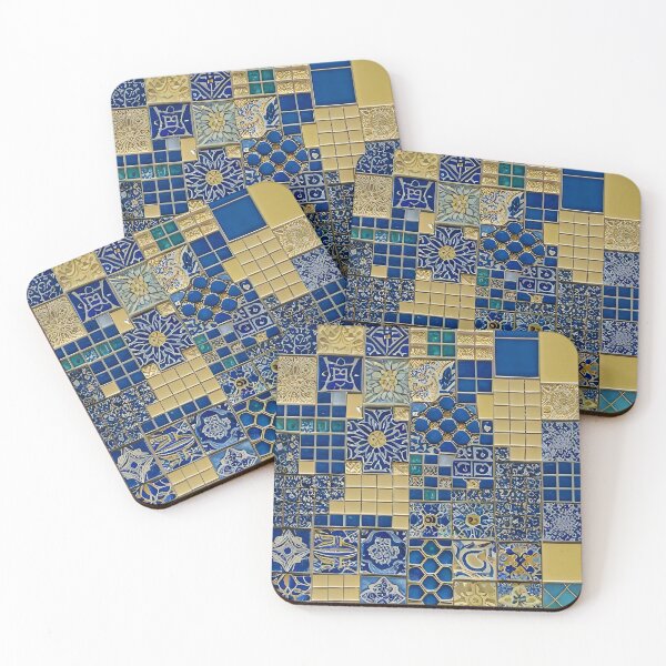 Blueberry Blue Checkered Coaster Mosaic Kit