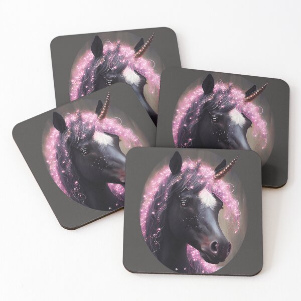 Item preview, Unicorn Black and Pink Fairy Surreal Fantasy Creature Portrait designed and sold by BluedarkArt.