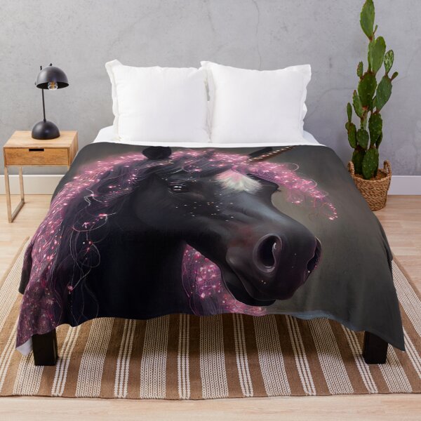 Item preview, Unicorn Black and Pink Fairy Surreal Fantasy Creature Portrait designed and sold by BluedarkArt.