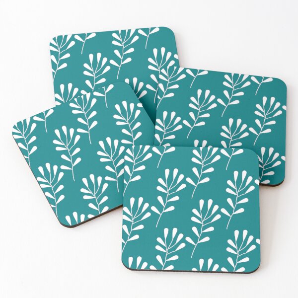 Item preview, Abstract Floral Fern Leaves Design On Teal Background designed and sold by burbankdesigns.
