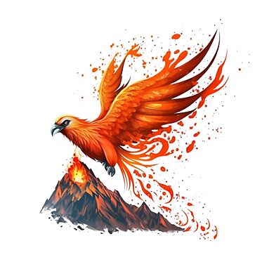 Fiery Red Fire Magical Bird