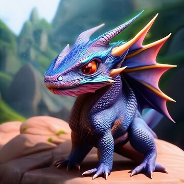 Artwork thumbnail, Blue and Purple Baby Horned Dragon by dragynrain