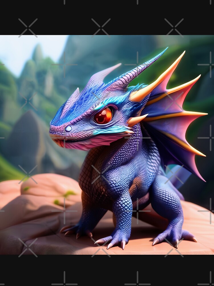 Thumbnail 7 of 7, Classic T-Shirt, Blue and Purple Baby Horned Dragon designed and sold by dragynrain.