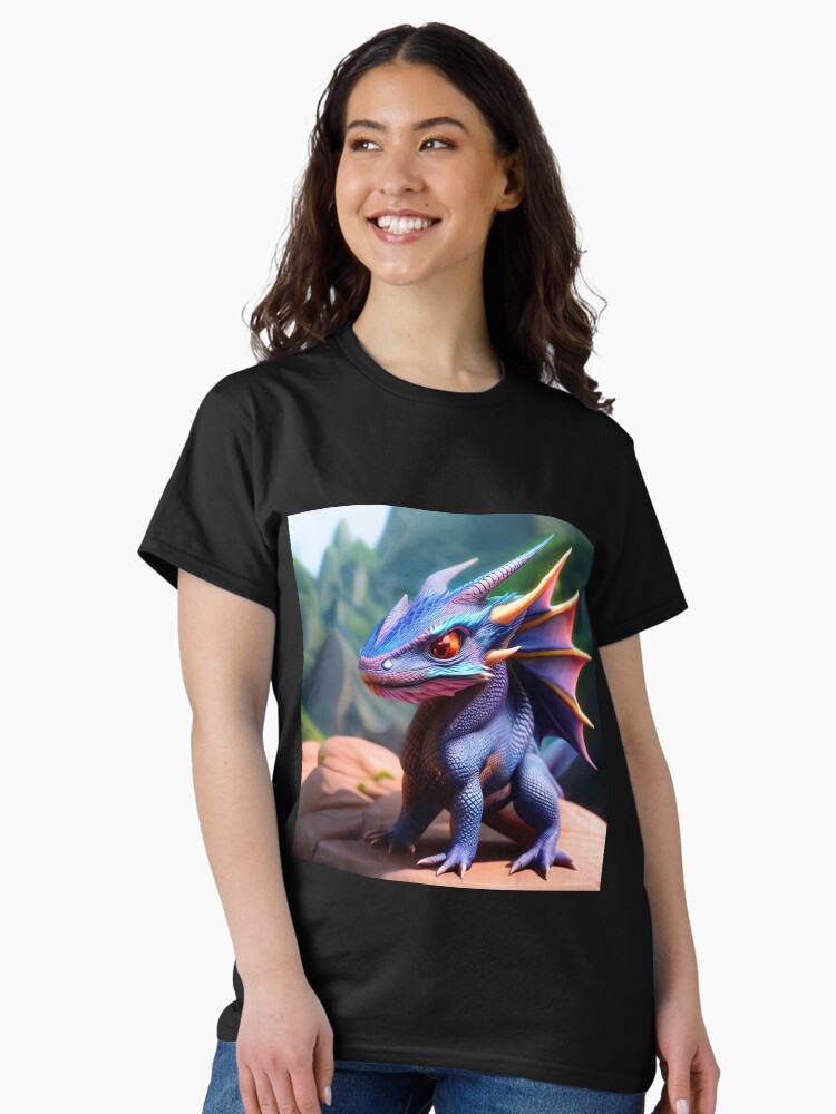 Thumbnail 2 of 7, Classic T-Shirt, Blue and Purple Baby Horned Dragon designed and sold by dragynrain.
