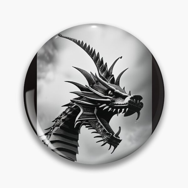 Item preview, Angry Spiked Head Grayscale Dragon designed and sold by PrairieRidgeDesigns.