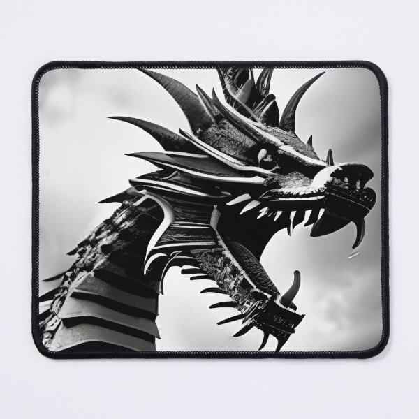 Item preview, Angry Spiked Head Grayscale Dragon designed and sold by PrairieRidgeDesigns.