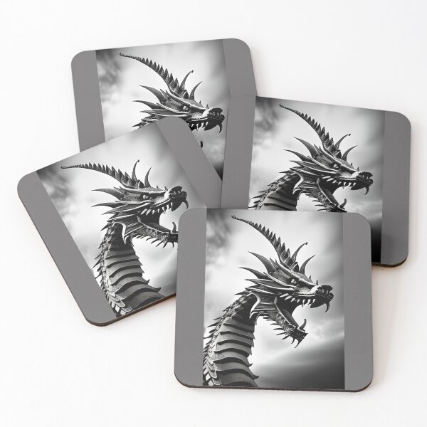 Item preview, Angry Spiked Head Grayscale Dragon designed and sold by PrairieRidgeDesigns.